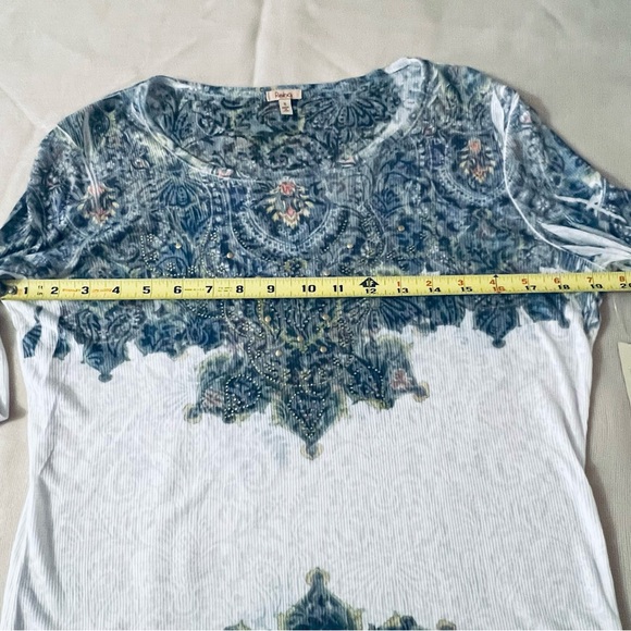 Women’s NWT Reba long sleeves light weigjt blue/white top,shirt sizes S - Picture 7 of 13